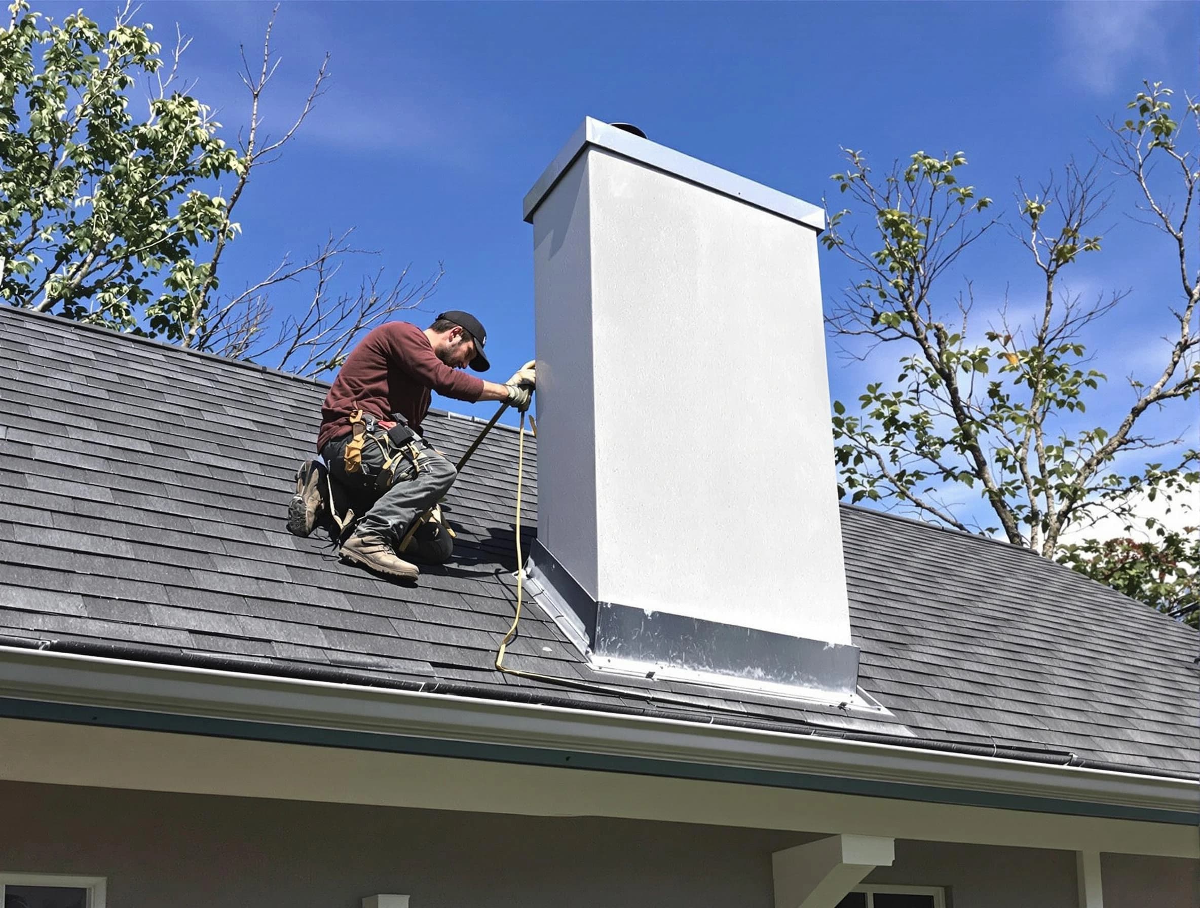 Middletown Chimney Sweep team member finishing chimney construction in Middletown, NJ