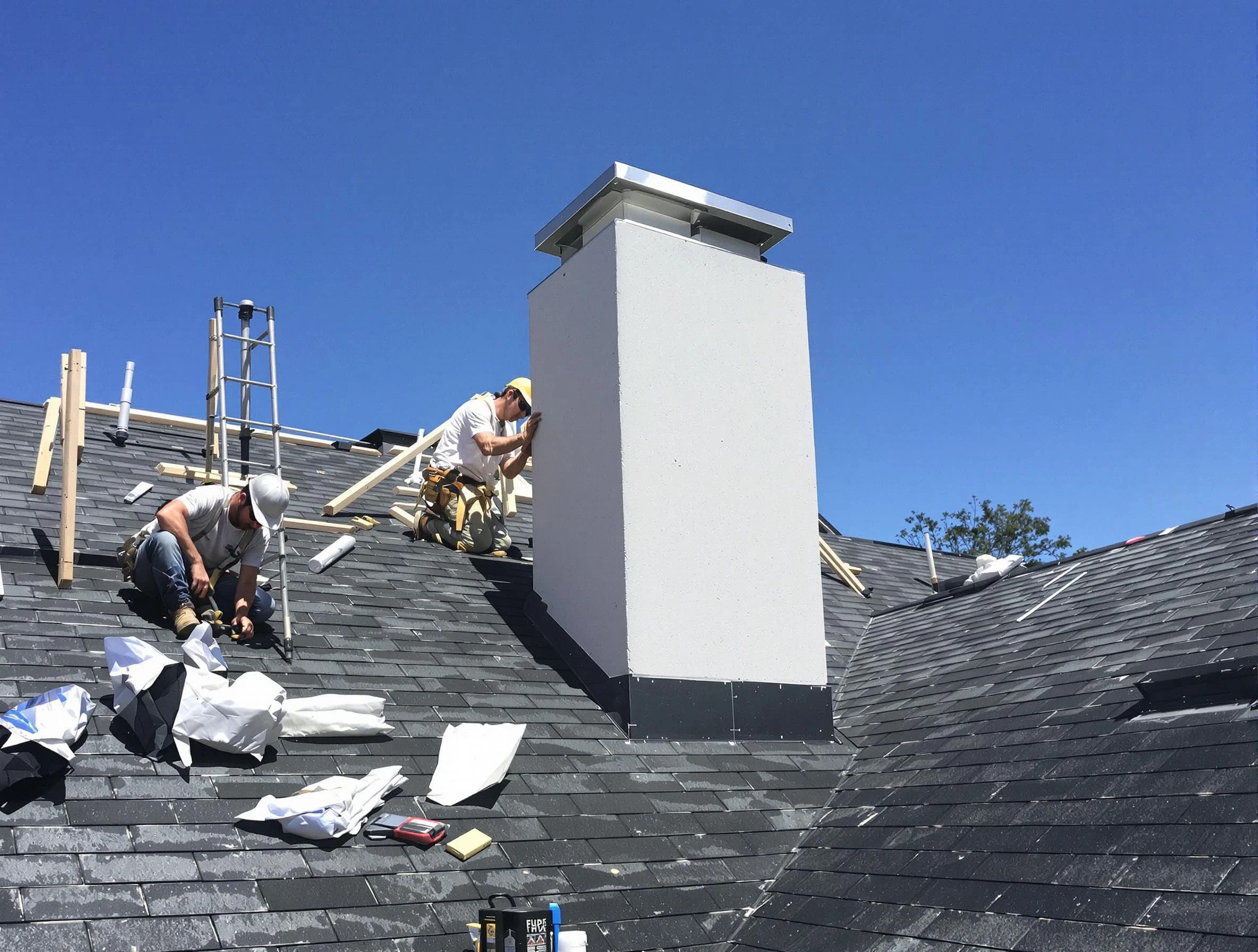 Middletown Chimney Sweep crew installing a new chimney in Middletown, NJ